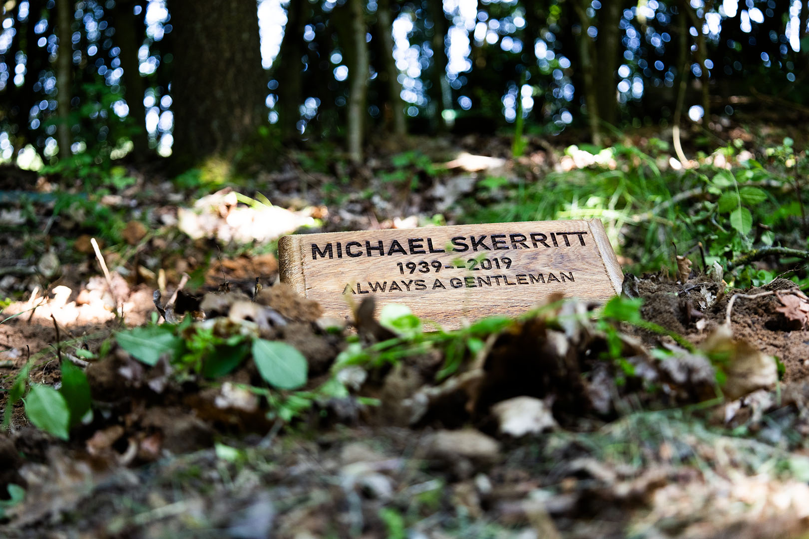 Deb Reed Celebrant Colchester Essex, the plaque for Michael Skerritt after officiating at his funeral ashes internment.