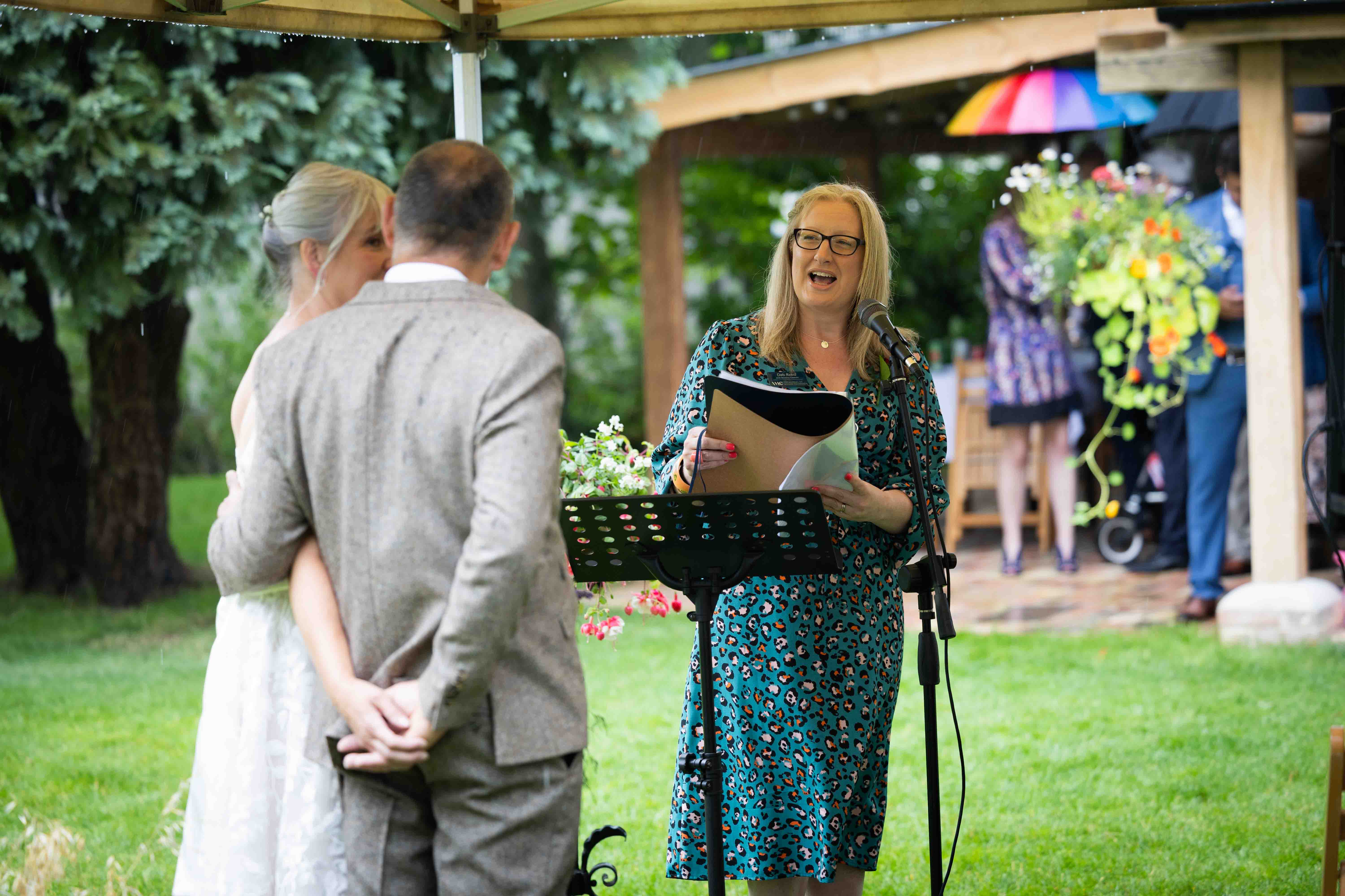 Deb Reed Celebrant Colchester Essex, officiating at Gary and Annette's wedding.
